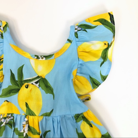 Lemon Print Ruffle Flutter Sleeve Casual Dress - Picture 3 of 5